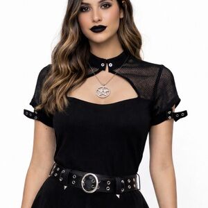 KILLSTAR goth mesh choker woman’s black top - small